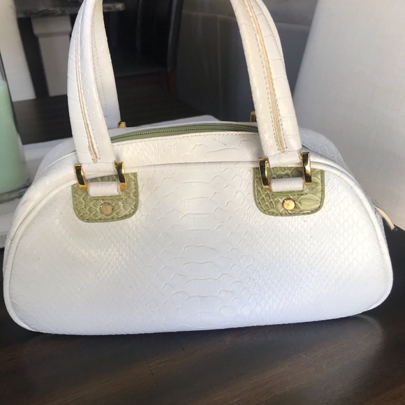 Prada White / Green Embossed Crocodile Print Purse - Picture 2 of 6